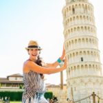 Tourist at the Leaning Tower